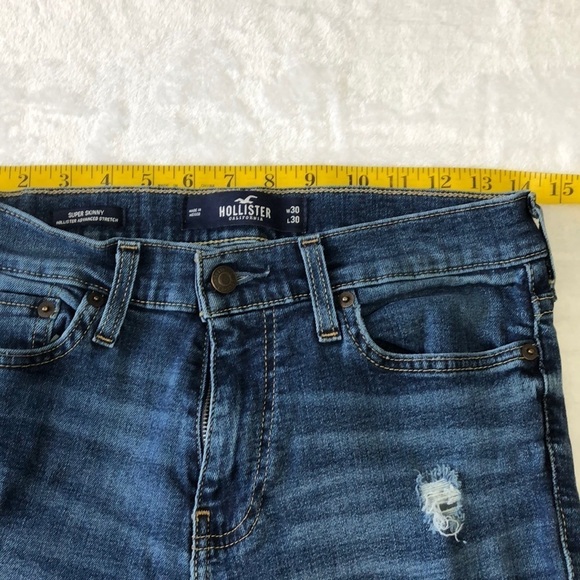 Hollister‎ Distressed Skinny Jeans Dark Wash Denim Slim Fit Size 30x30 - Picture 6 of 8
